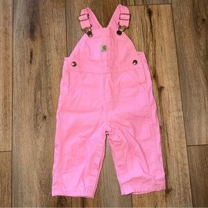 Carhartt Overalls Baby Girls Pink Size 9 Months Heart Buttons Bottom Snaps Bib